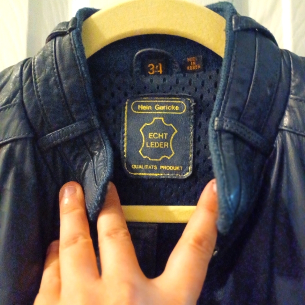 Hein Gericke Blue Leather Motorcycle Jacket
